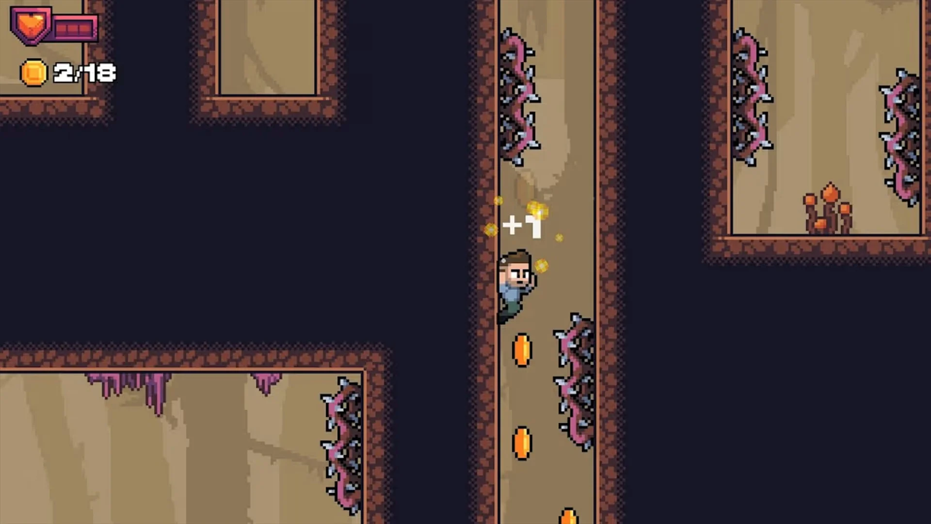 Personajul principal explorând un nivel din Super Dev Quest