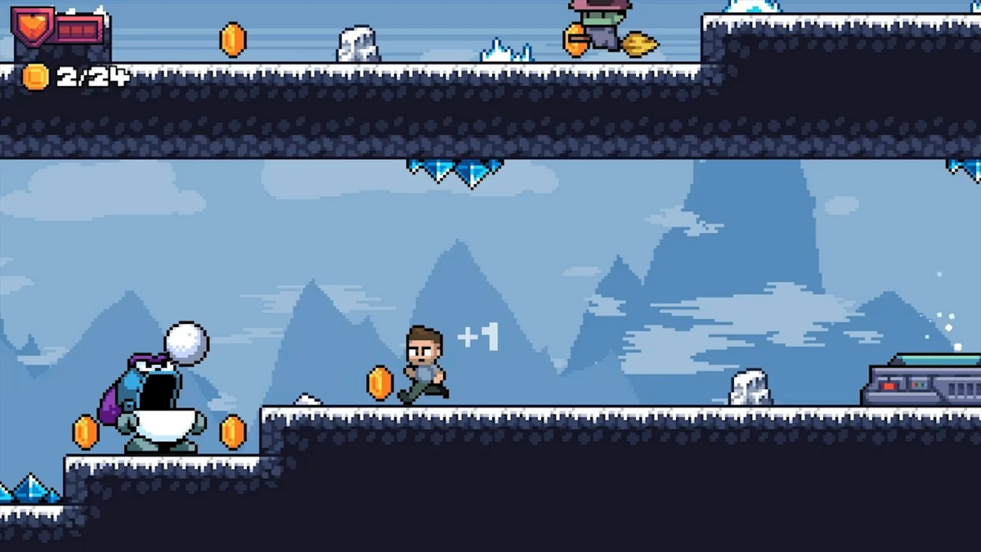 Super Dev Quest într-o secvență cu obstacole și inamici